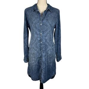 Cloth & Stone Anthropologie Medium Shirt Dress Chambray Button-Up Pockets Hi-Low